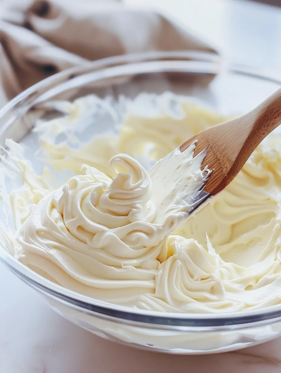healthy-cream-cheese-frosting-in-bowl Whipped healthy cream cheese frosting in a glass bowl with a spatula