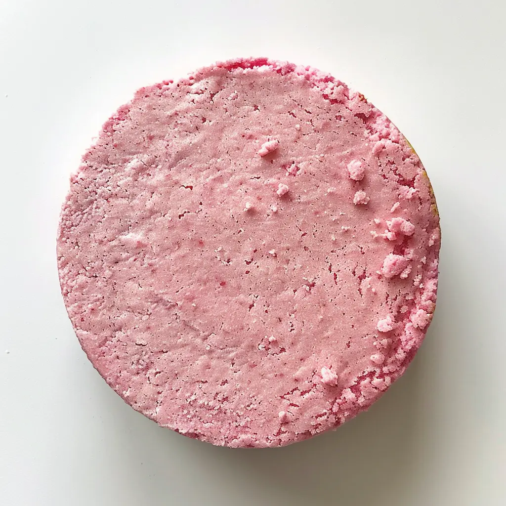 pink-velvet-cake-layer-unfrosted Slice of pink velvet cake with raspberries and whipped cream.